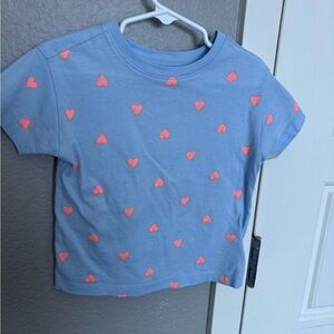 Old Navy Blue Tee with Pink Heart Pattern